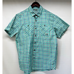 UNDER ARMOUR Heat Gear Men's Large Loose Plaid Short Sleeve Button Up Shirt